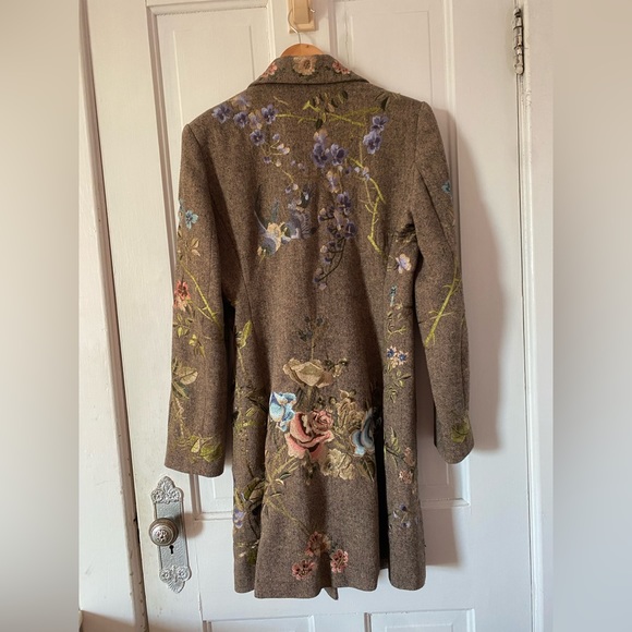Gorgeous floral jacket! Boho embroidered flowers wool-blend tweed Nygard coat - Picture 2 of 16